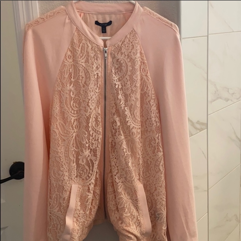 NWT Pink Lace Bomber